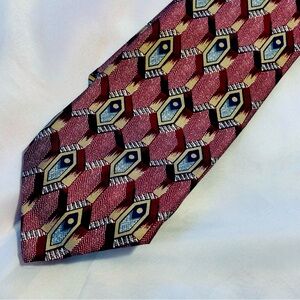 Don Loper Tie Beverly Hills Vintage Geometric Pattern Silk Men’s Like New